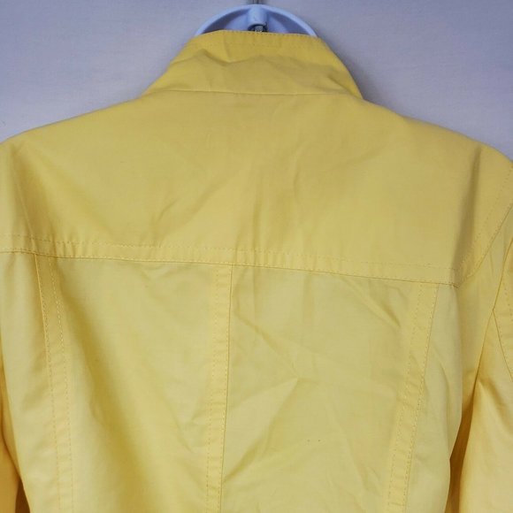 Ann Taylor Womens Yellow Rain Jacket Waist Tie Casual Size L - Picture 8 of 12